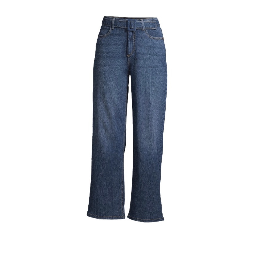 Women’s High Rise Wide Leg Self Belt Jeans